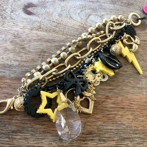 NWT Betsey Johnson stone gold charm bracelet